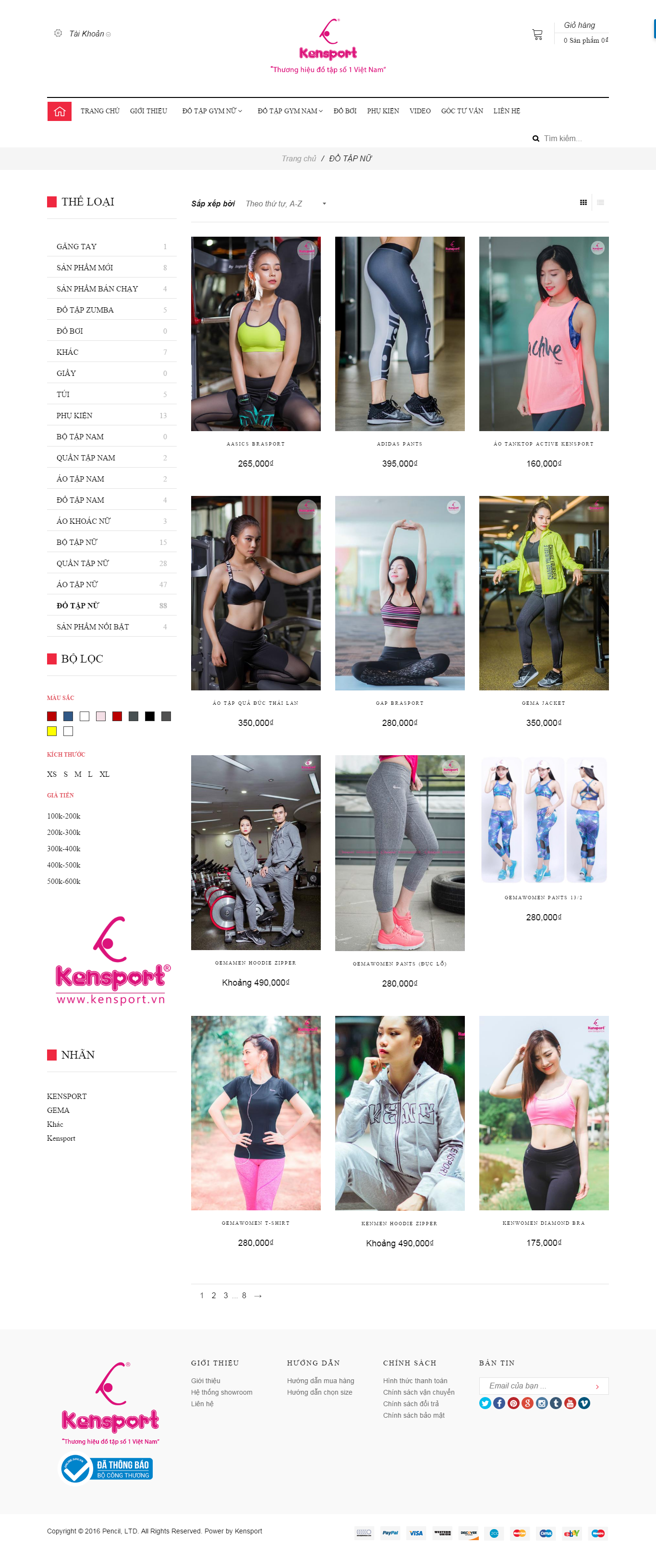 Thiết kế website quần áo thể thao, quần áo tập gym cho nữ nhiều kiểu dáng đẹp